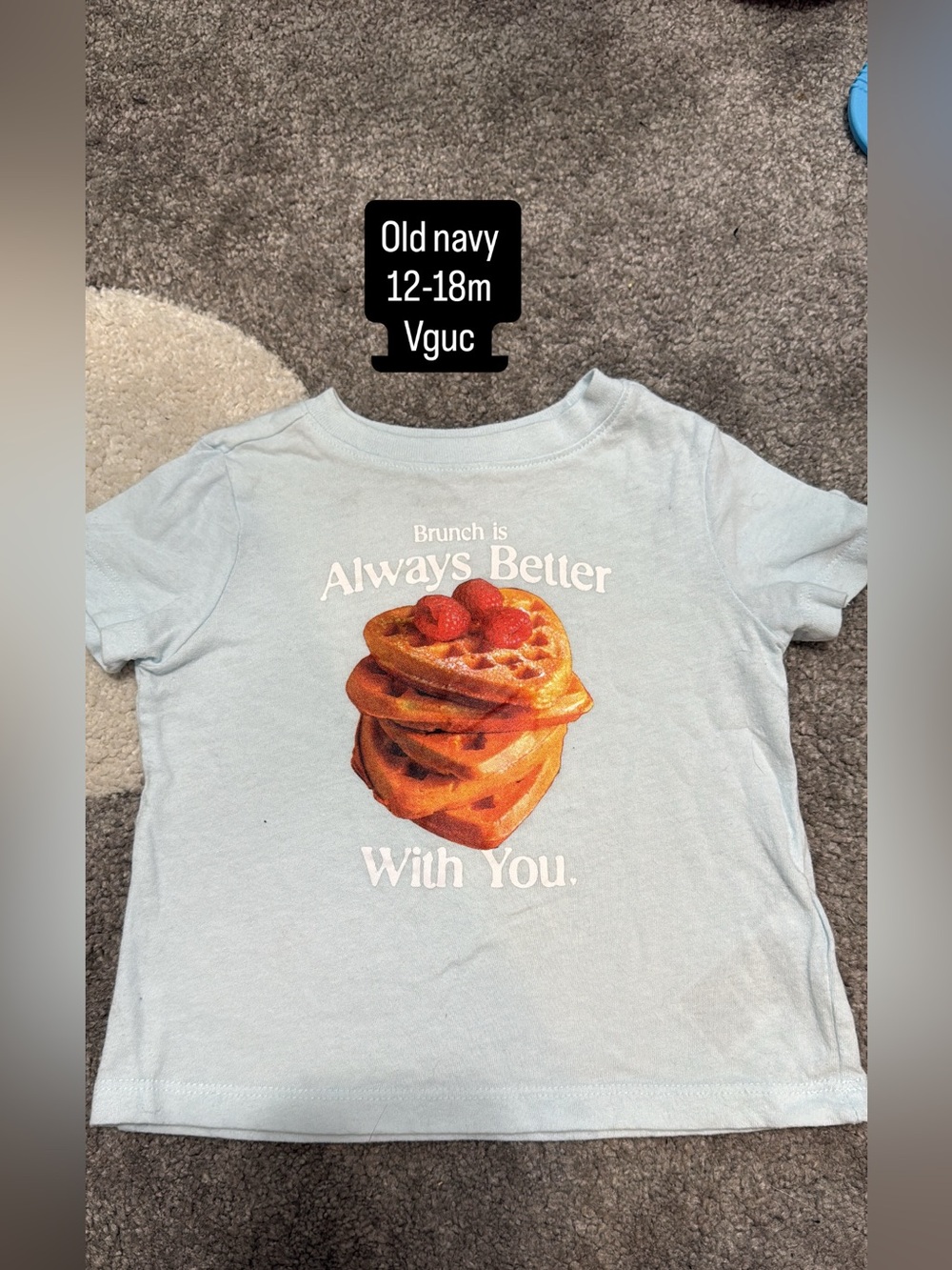 Old Navy Light Blue Toddler 'Brunch Is Always Better' Waffle Graphic Tee